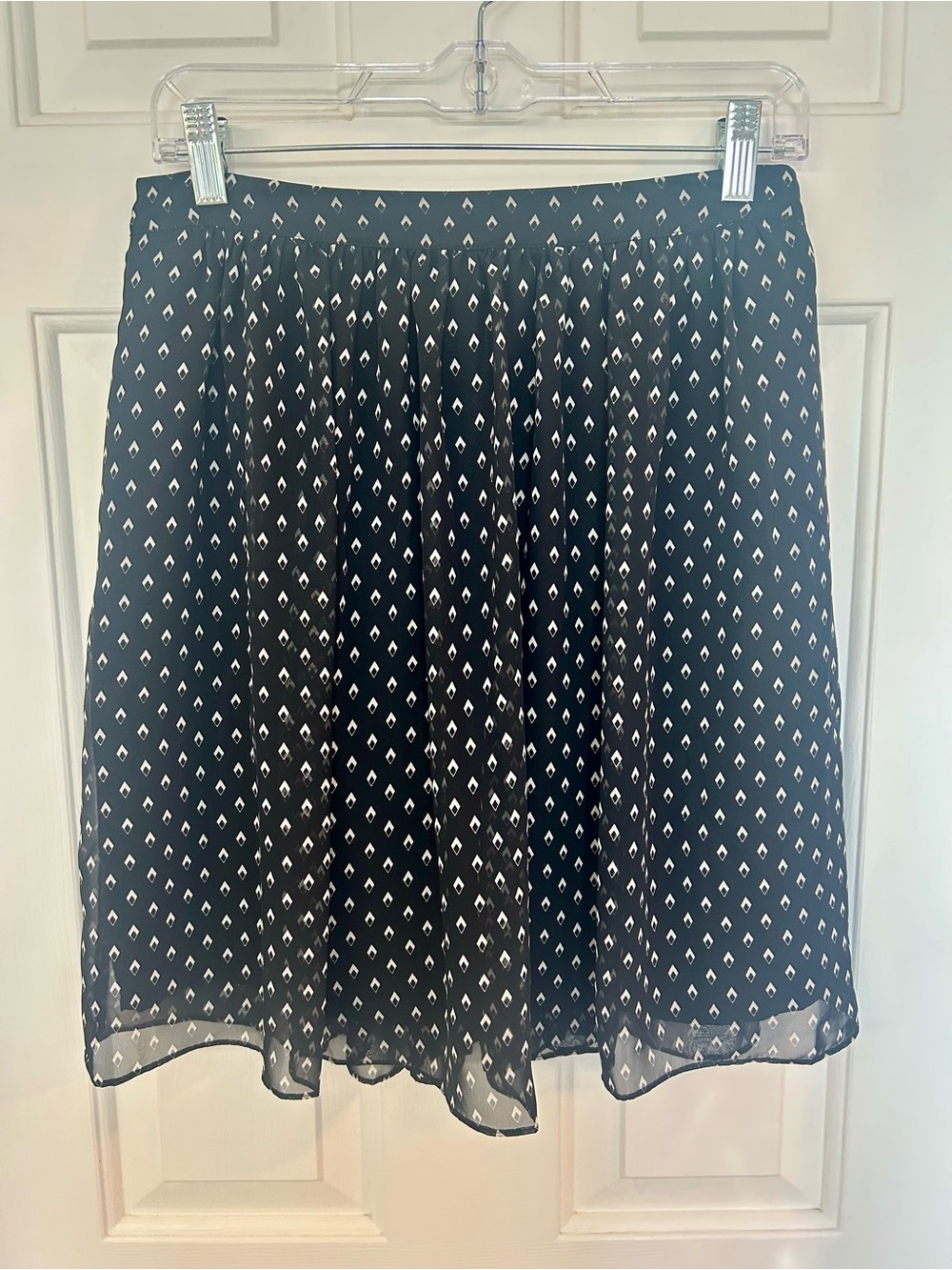 Worthington Black Skater Skirt with White Geometric Print